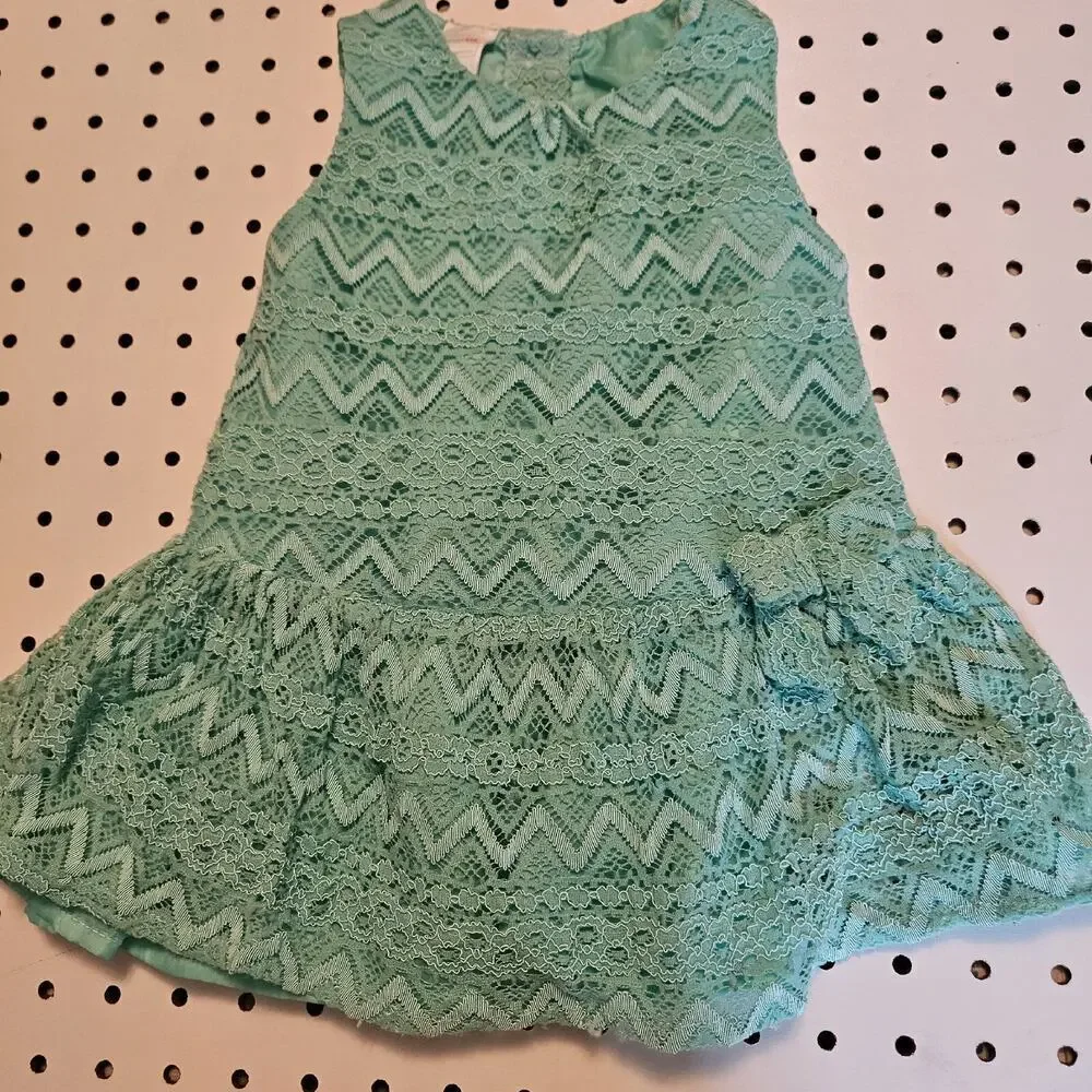 Wonder Kids Green Lace Dress 12 Mth Fully Lined Excellent Condition